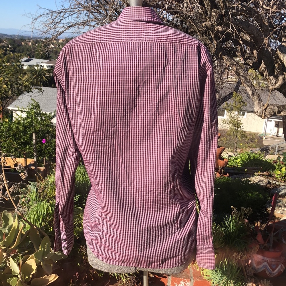 Hugo Boss Mens plaid shirt button up sz Sm purple/pink plaid print EUC! - Picture 12 of 14
